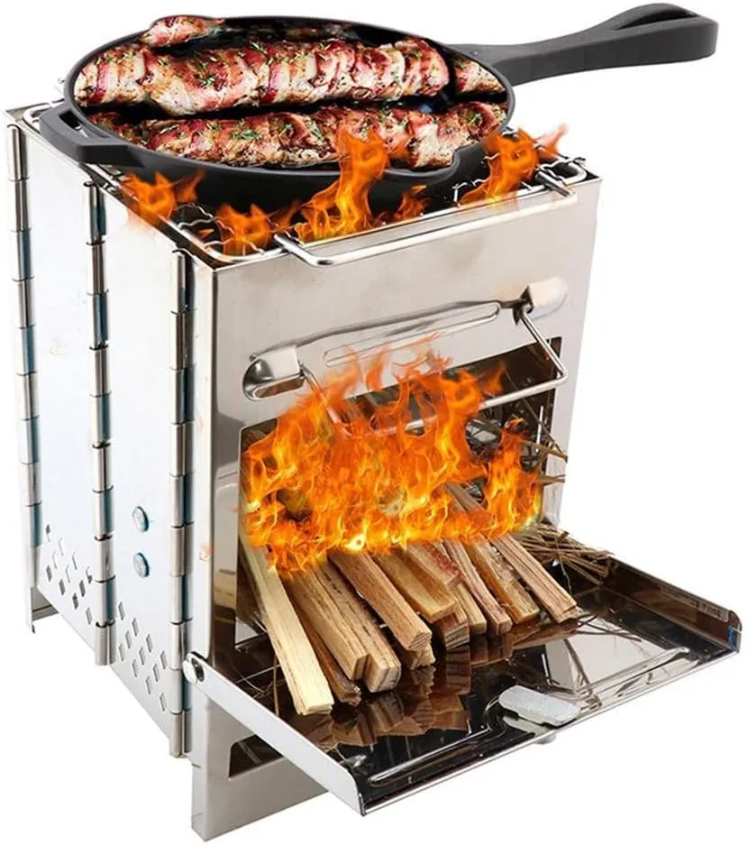 JSEIAJB Wood Burning Stove Mini Bbq Grill with Carry Bag for Backpacking Hiking Camping Cooking Tools