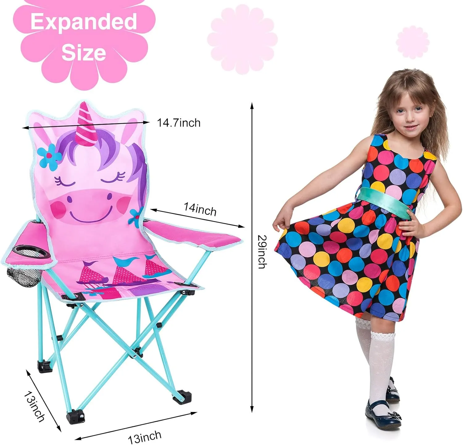 KABOER Kids Outdoor Folding Lawn and Camping Chair with Cup Holder and Carrying Bag, Children's Camping Chairs