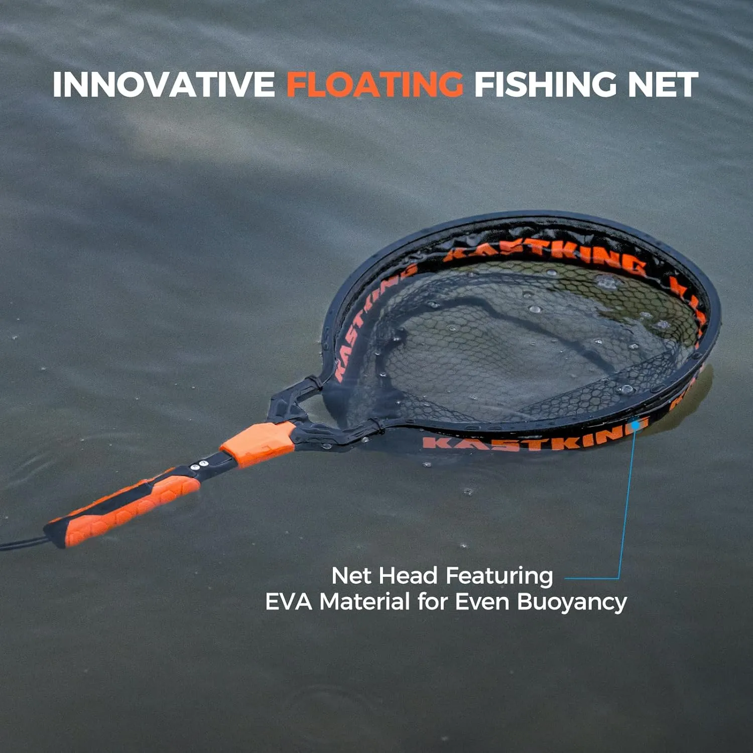 KastKing Titanet Fishing Net, Durable Aluminum Handle, Non-Slip Hi-vis Grip, Compact Storage Bag & Lanyard, Ideal for Kayak & Wading Fishing, Two Net Options