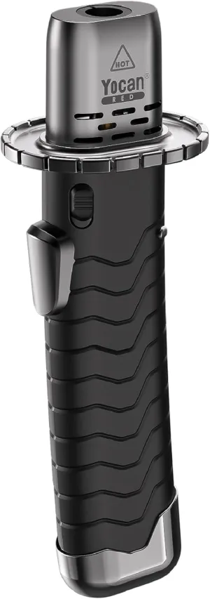 Katana Butane Torch Refillable Kitchen Lighter with Safety Lock and Adjustable Flame for Desserts Creme Brulee and Baking (Black), Regular