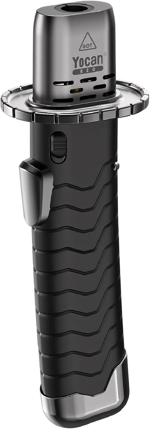 Katana Butane Torch Refillable Kitchen Lighter with Safety Lock and Adjustable Flame for Desserts Creme Brulee and Baking (Black), Regular