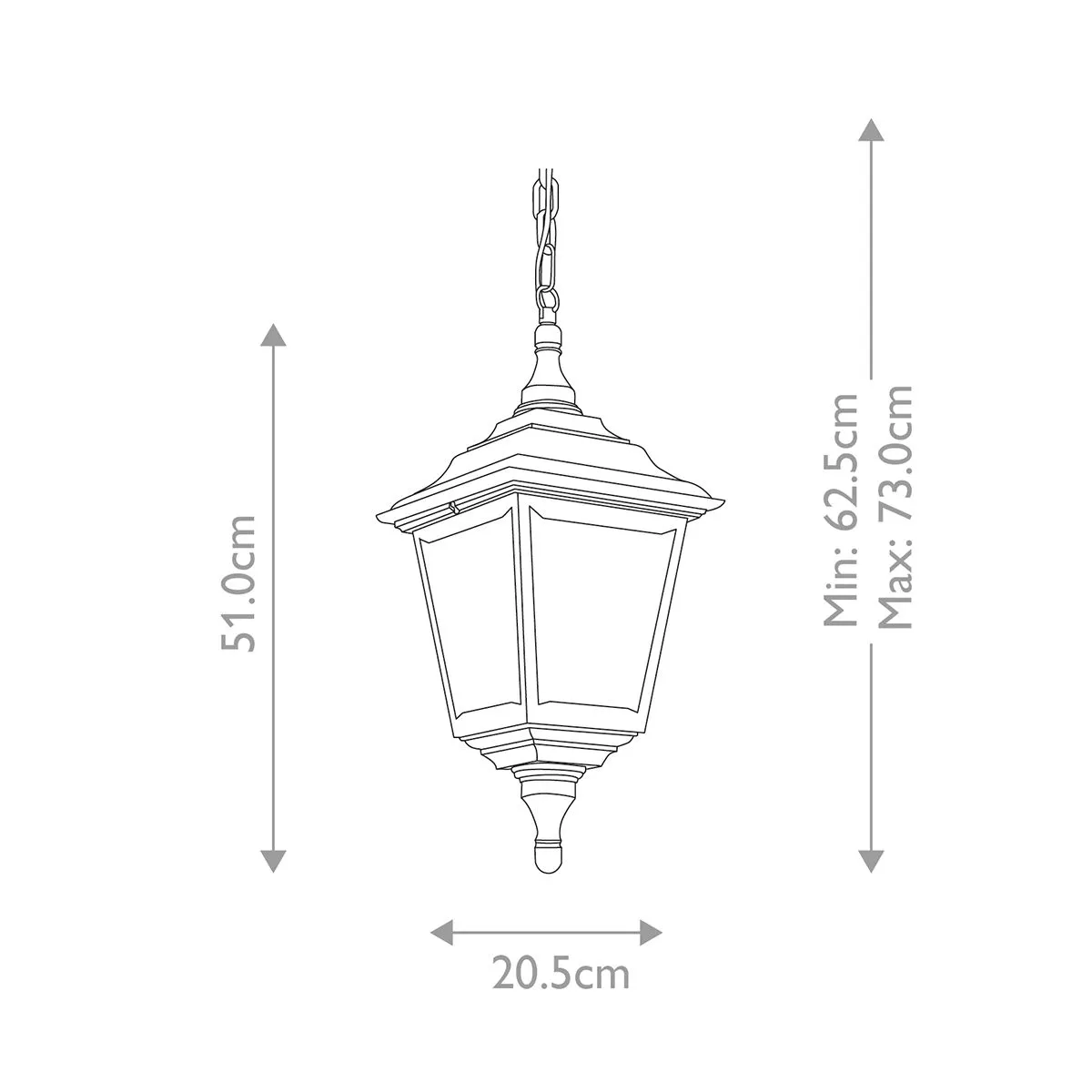 Kerry 1 Light Chain Lantern | Black
