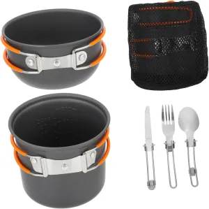 KESYOO 1 Set Camping Cooker Camping Cookware Portable Cutlery Cooking Pot Outdoor Cooker Kit Camping Pot Camping Accessories Backpacking Cookware Orange Hard Aluminum Oxide