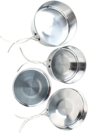 KESYOO 4Pcs Stainless Steel Cookware Set Portable Combination Cooking Set for Camping Hiking and Outdoor Cooking Pot for People Practical Kitchenware