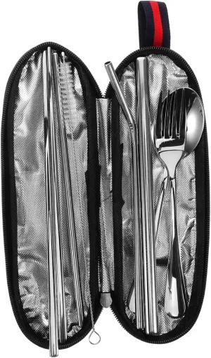 KESYOO Stainless Steel Camping Tableware Set 304 Steel Outdoor Utensils Kit for Camping Hiking Outdoor Travel