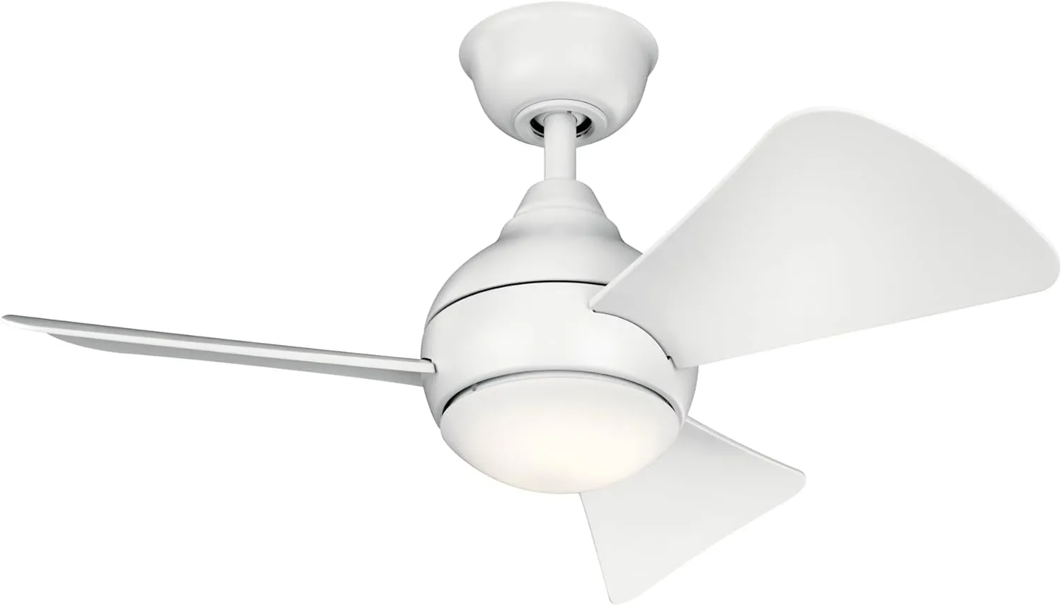 Kichler 330150MWH 34 Inch Sola Ceiling Fan LED, 3 Speed Wall Control Full Function, Matte White Finish with Matte White Blades