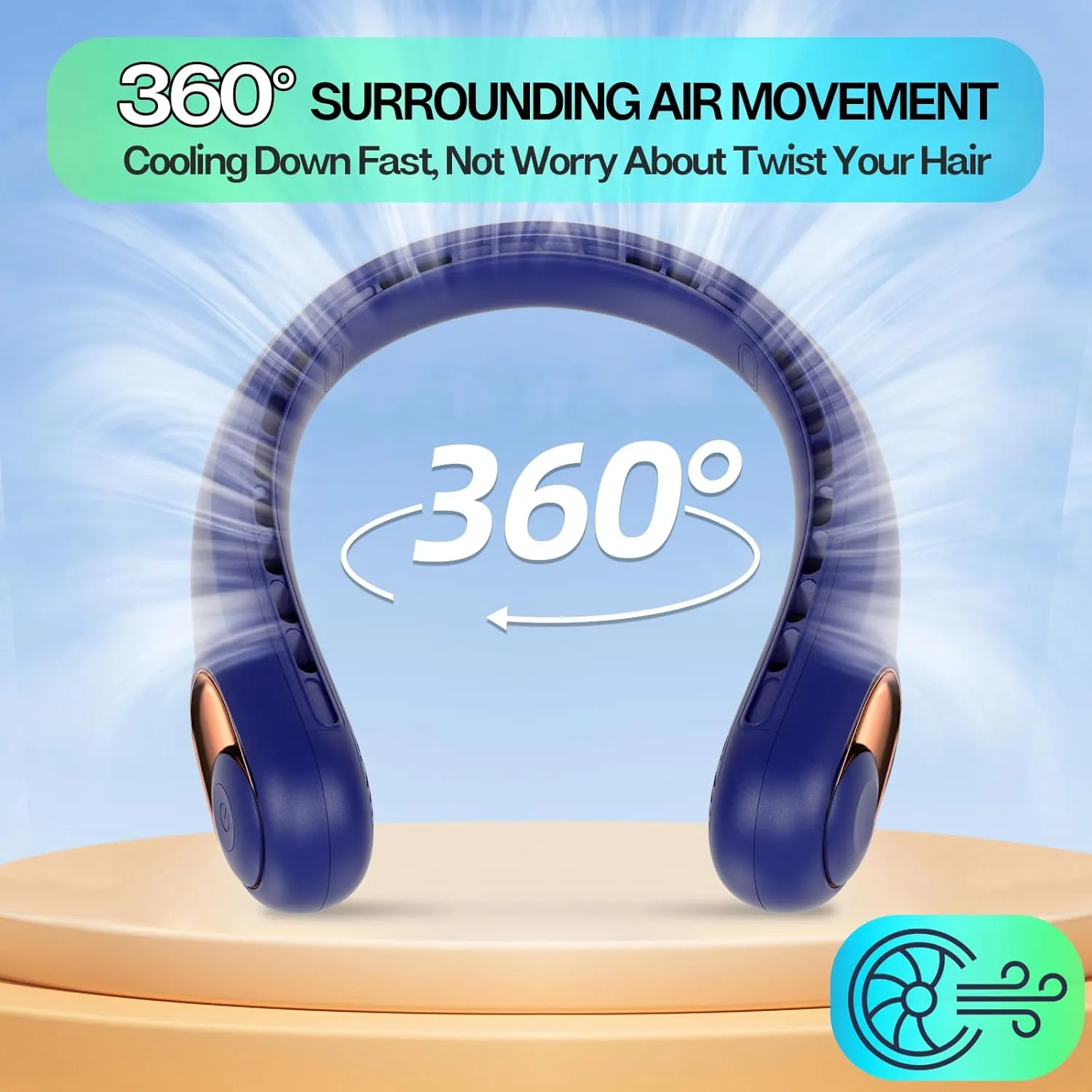 KIDEE Portable Neck Fan, Personal Bladeless Rechargeable, Upgraded 4000mAh Battery & 360° Surrounding Air Outlet, Increase Air Volume, Ultra Quiet, Long Use Time Wearable Fan for Home Travel