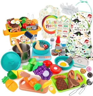 Kids Play Kitchen Accessories Set,36Pcs Stainless Steel Play Pots and Pans Sets for Kids,Toddler Pretend Cooking Playset with Play Food Set,Utensils Cookware Toys Gift for Girls Boys (Green)