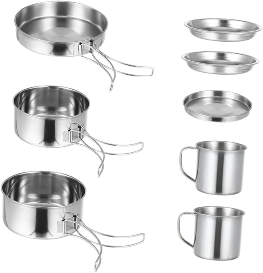 Kisangel 1 Set Camping Cookware for Outdoor Cooking Picnic Hiking and BBQ Portable and Lightweight Utensils with Storage Bag for Easy Travel