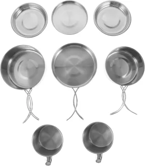 Kisangel 1 Set Outdoor Cooking Utensils Stainless Steel Cookware for Camping Hiking and Picnics Handles for Versatile Frying Stewing and Boiling