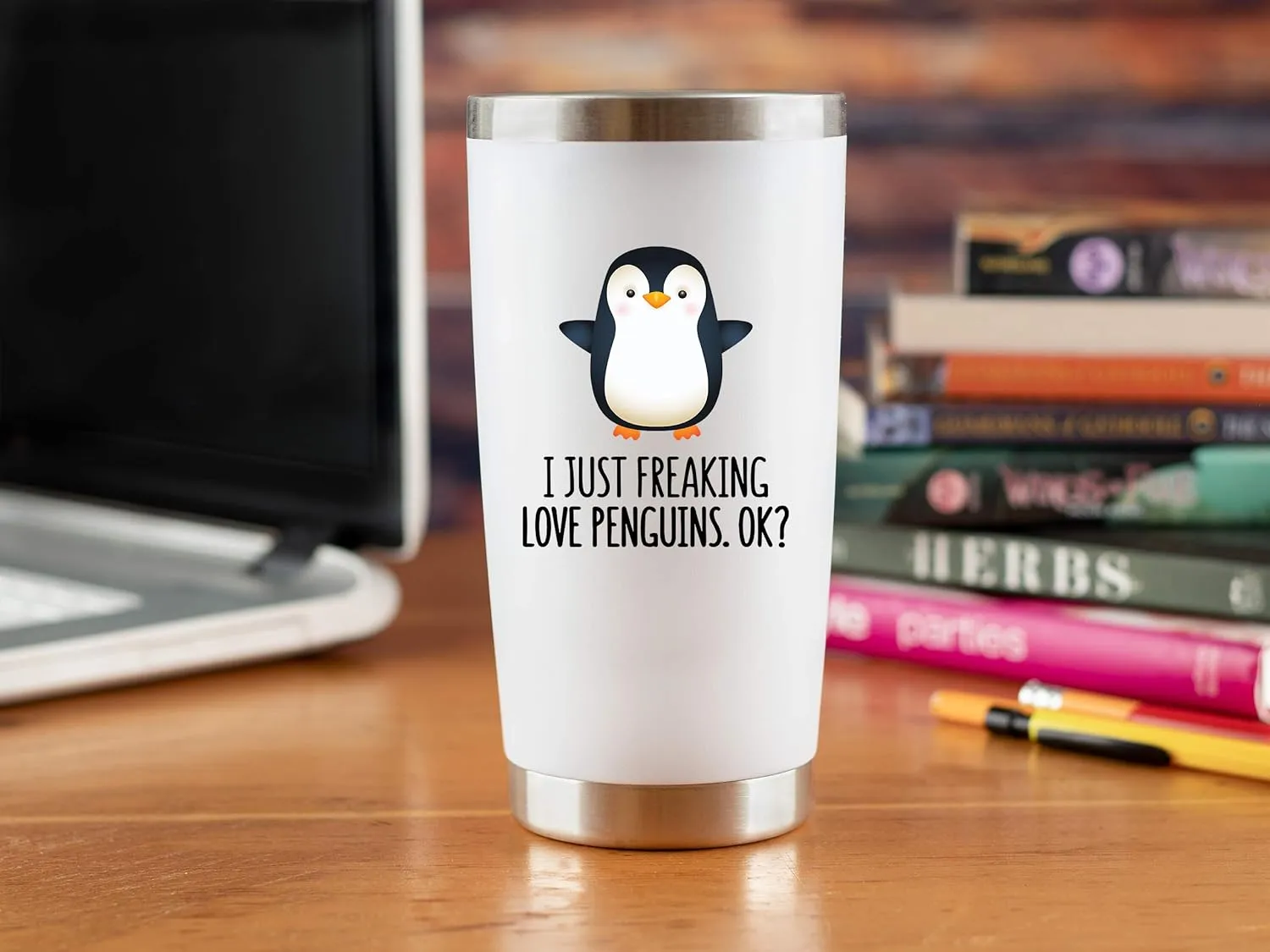 KLUBI Penguin Gifts for Women - 20oz Penguin Tumbler Penguin Themed Christmas Gifts With Penguins Gifts Penguin Gift Ideas Penguin Figurines Teacher Gifts Gag Gifts for Her