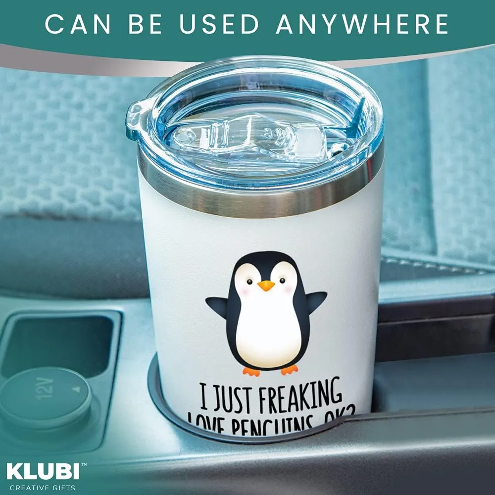 KLUBI Penguin Gifts for Women - 20oz Penguin Tumbler Penguin Themed Christmas Gifts With Penguins Gifts Penguin Gift Ideas Penguin Figurines Teacher Gifts Gag Gifts for Her