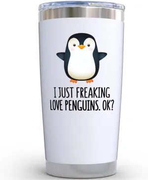 KLUBI Penguin Gifts for Women - 20oz Penguin Tumbler Penguin Themed Christmas Gifts With Penguins Gifts Penguin Gift Ideas Penguin Figurines Teacher Gifts Gag Gifts for Her