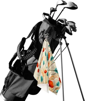 KOBLEN Microfiber Golf Towel with Heavy Duty Carabiner Clip, Autumn Flower Field 24x15 Inch Quick Dry Absorbent Towel for Golf Clubs Balls, Golf Bag Accessories for Men Women,1 Pack
