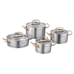 Korkmaz 8 Piece Proline Cookware Set With Gold Handles A1148