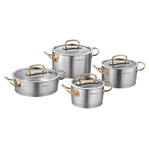 Korkmaz 8 Piece Proline Cookware Set With Gold Handles A1148