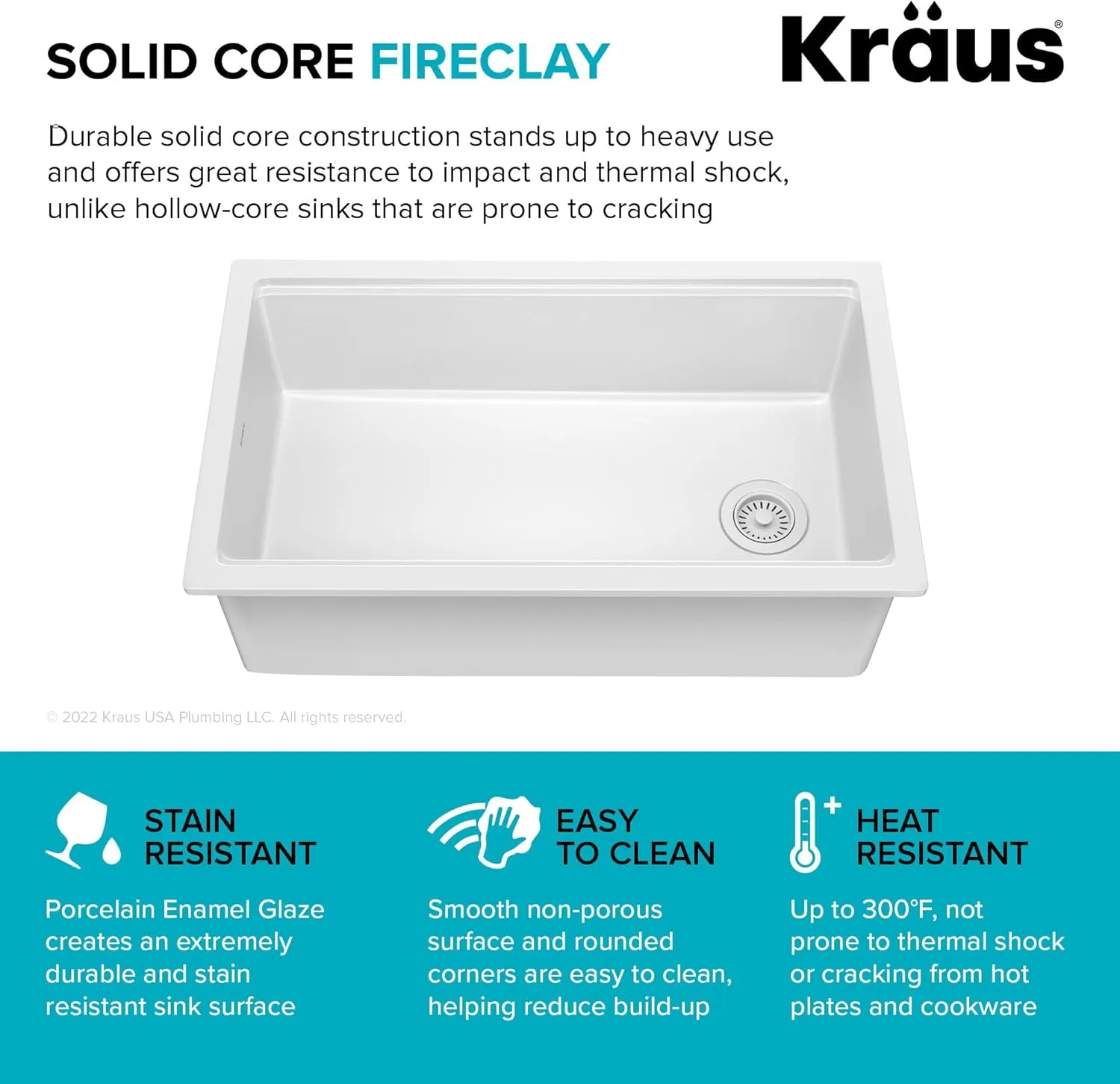 KRAUS Turino 33-inch Fireclay Workstation Drop-In/Undermount Single Bowl Kitchen Sink in Gloss White, KFDW1-33GWH