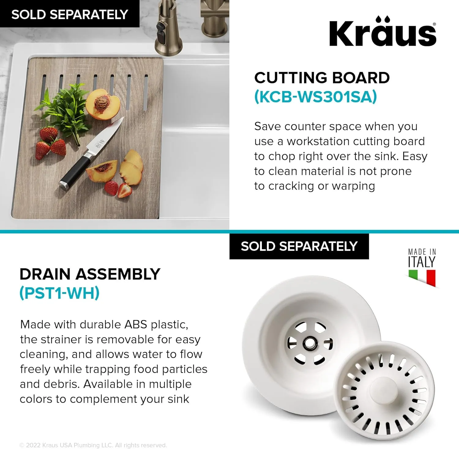 KRAUS Turino 33-inch Fireclay Workstation Drop-In/Undermount Single Bowl Kitchen Sink in Gloss White, KFDW1-33GWH