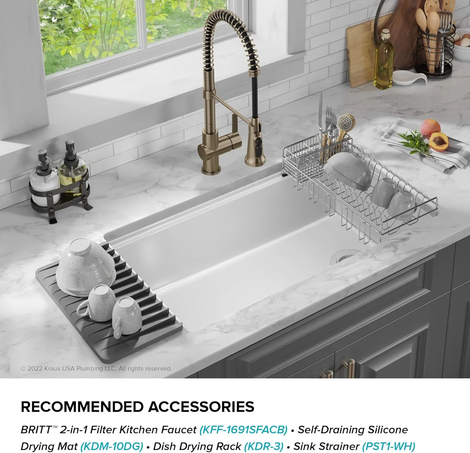 KRAUS Turino 33-inch Fireclay Workstation Drop-In/Undermount Single Bowl Kitchen Sink in Gloss White, KFDW1-33GWH