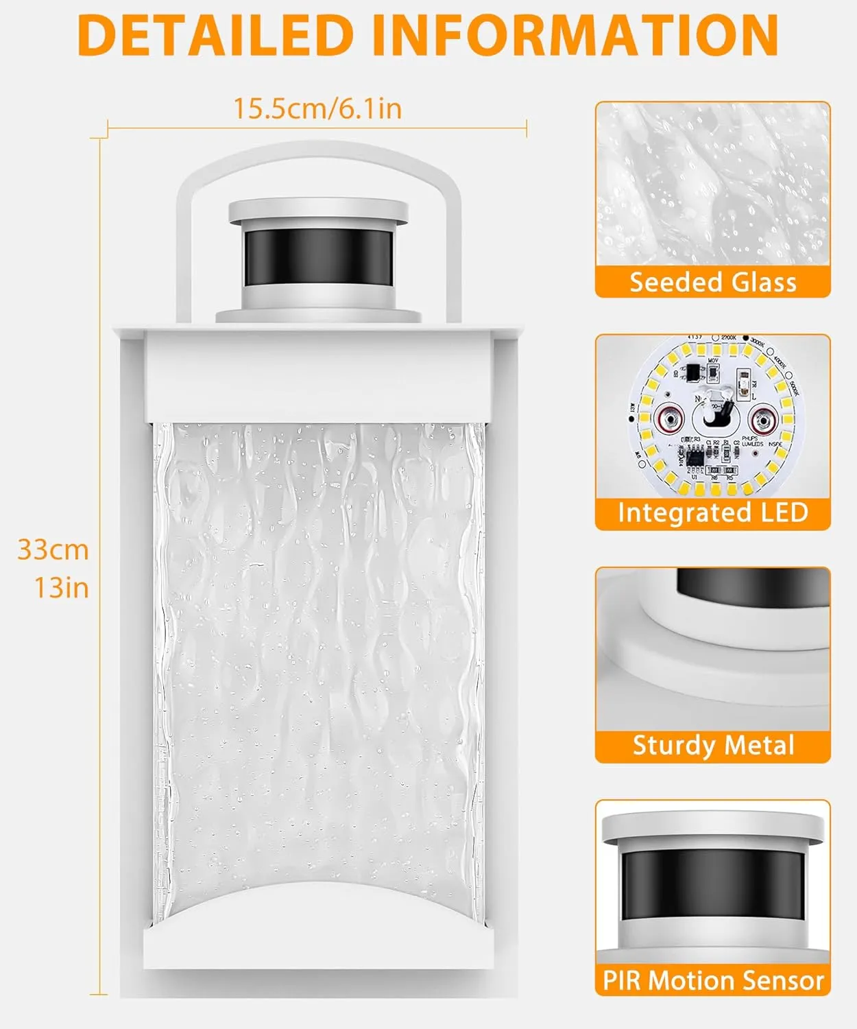 Lamomo Motion Sensor Outdoor Lights, 2 Packs LED Integrated Porch Lights, 1200 Lumen Dusk to Dawn Outdoor Wall, Waterproof Anti-Rust Exterior Light Fixture, 13W, Modern, White, Energy Saving