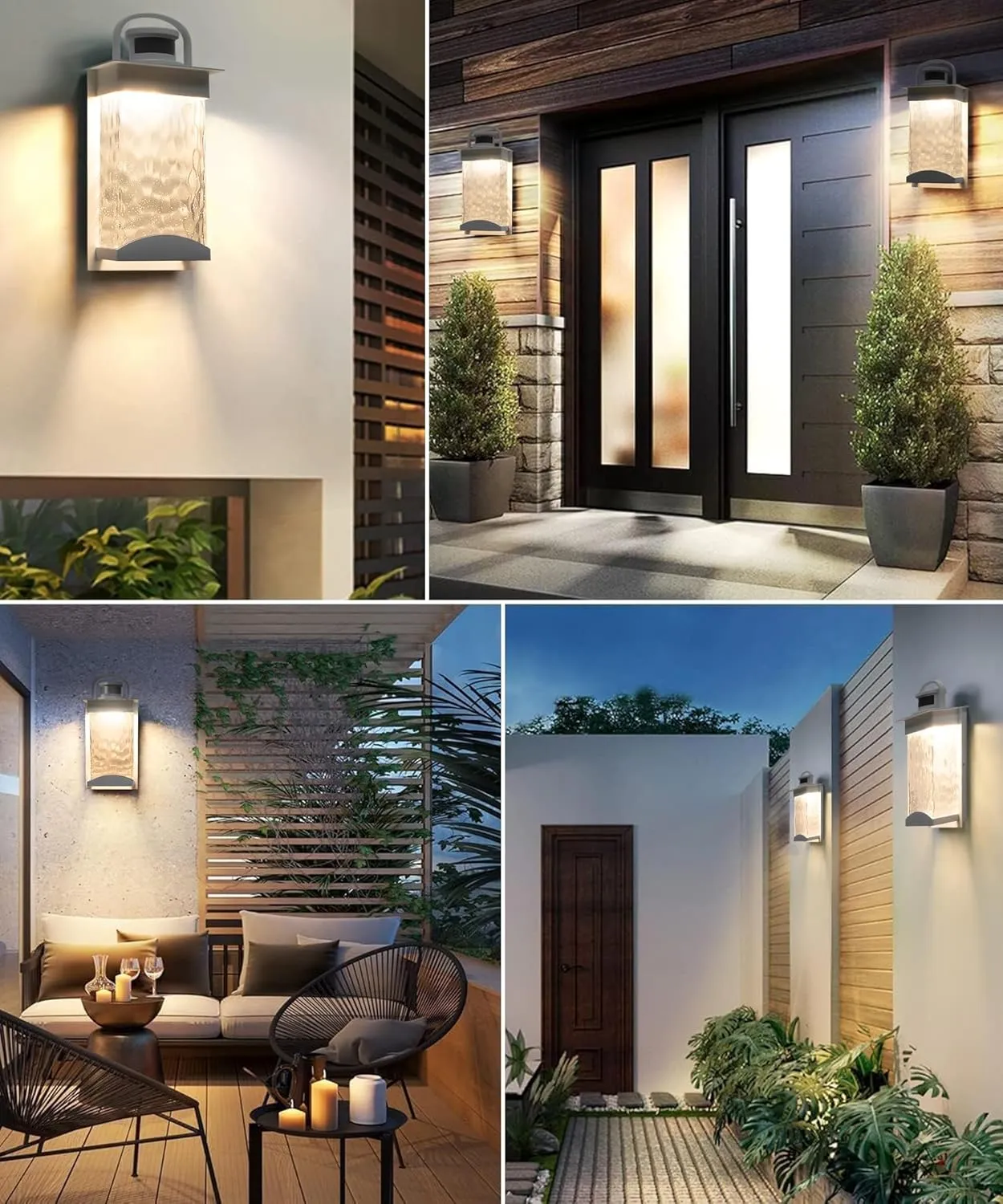 Lamomo Motion Sensor Outdoor Lights, 2 Packs LED Integrated Porch Lights, 1200 Lumen Dusk to Dawn Outdoor Wall, Waterproof Anti-Rust Exterior Light Fixture, 13W, Modern, White, Energy Saving