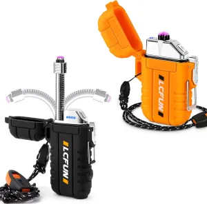LcFun 2 Pack Waterproof and Windproof Lighter for Camping, Hiking, Fishing
