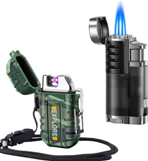LcFun Waterproof Lighter & Triple Flame Torch Lighter