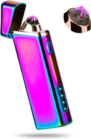 Lighter, Electric Arc Lighter Windproof Lighter Plasma Lighter - USB Rechargeable, Upgraded Battery Indicator - Multichrome (S1700 M)