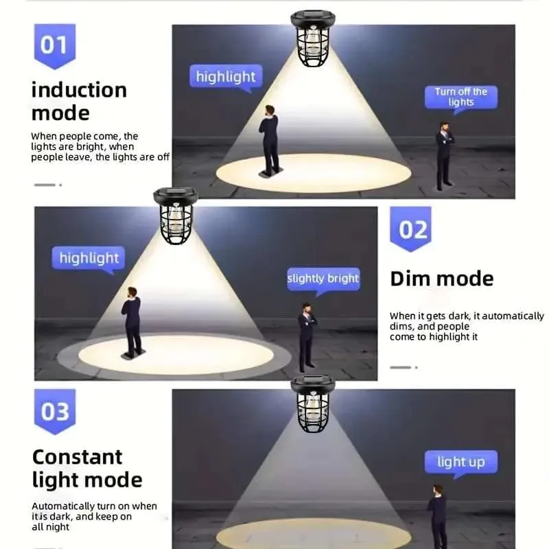 Lighting Easy-to-use Solar Outdoor,Solar &amp; 3 with Camping Lamp Solar Modes Quick turnaround Lights Camping Wall Lantern Motion Sensor, LED Waterproof Lights