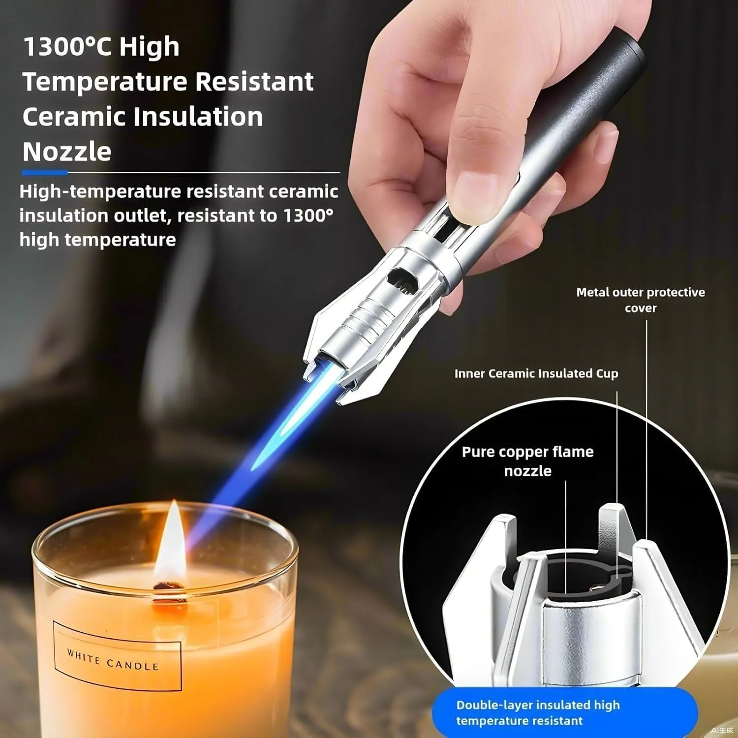 Lightsaber Lighter, Butane Torch Lighter, Windproof Jet Flame Lighter, Flame Adjustable and Refillable, Cool Lighter with Flame Switch Lock, Camping Outdoor Windproof Straight Flame Torch Lighter(Silv