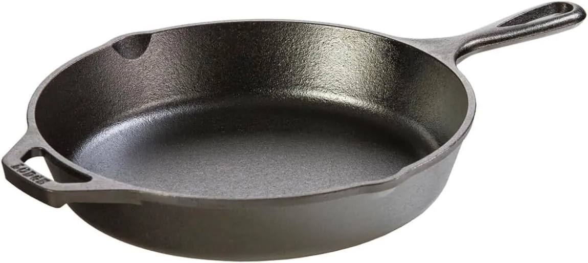Lodge 10.25 Inch Cast Iron Skillet – Pre-Seasoned Frying Pan with Teardrop Handle – Oven, Stovetop, Grill & Campfire Use – Made in USA – Durable, Non-Toxic, Even-Heating Cookware – Black