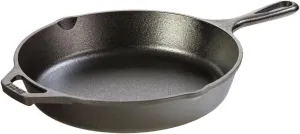 Lodge 10.25 Inch Cast Iron Skillet – Pre-Seasoned Frying Pan with Teardrop Handle – Oven, Stovetop, Grill & Campfire Use – Made in USA – Durable, Non-Toxic, Even-Heating Cookware – Black