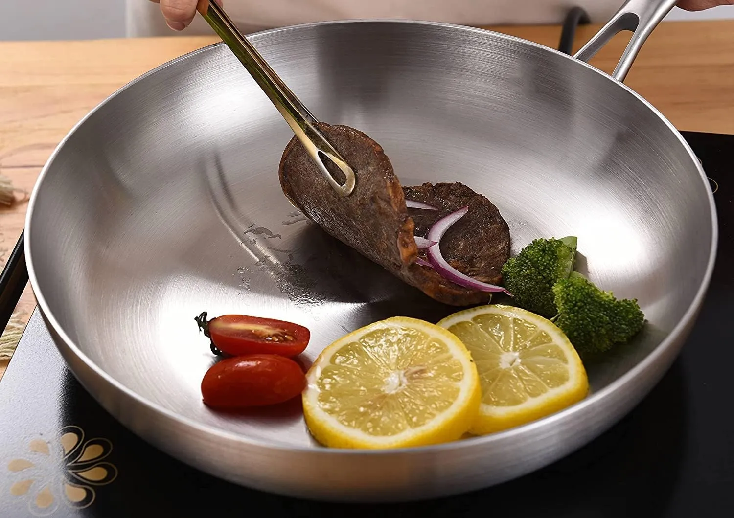 LOLYKITCH 8.5-12 Inch Tri-ply Stainless Steel Frying Pan Set,Skillets,Chef's Pan,Induction Cookware,Dishwasher and Oven Safe,Detachable Handle.