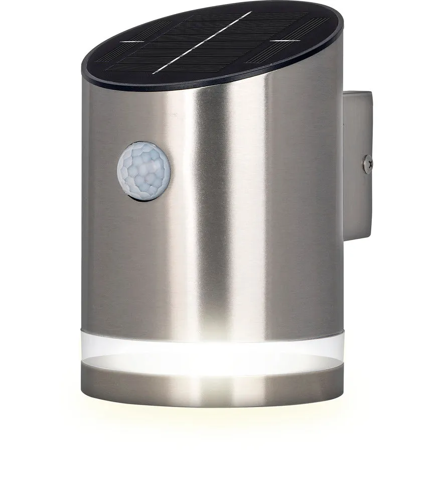 Luceco LEXDSL1S40P Solar Guardian Stainless Steel Wall Lantern with PIR Sensor IP44 100lm 2W 4000K Standard