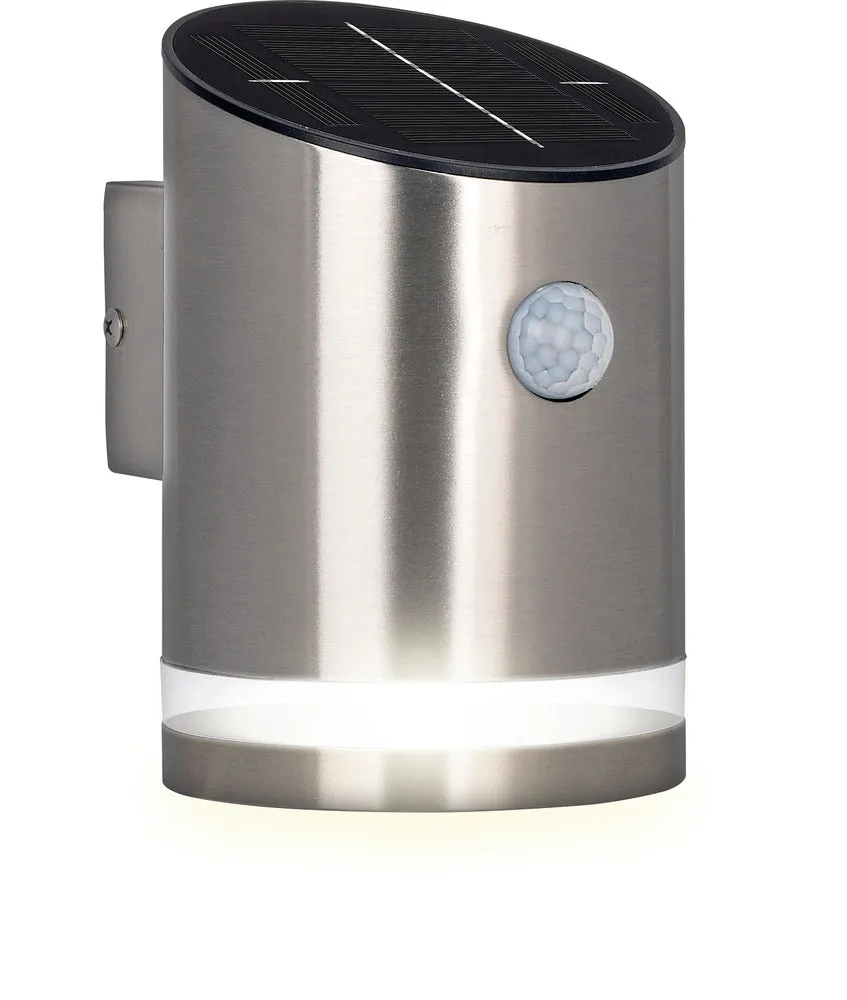 Luceco LEXDSL1S40P Solar Guardian Stainless Steel Wall Lantern with PIR Sensor IP44 100lm 2W 4000K Standard
