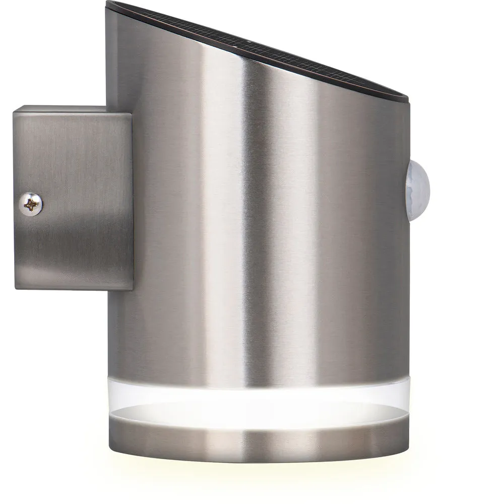 Luceco LEXDSL1S40P Solar Guardian Stainless Steel Wall Lantern with PIR Sensor IP44 100lm 2W 4000K Standard