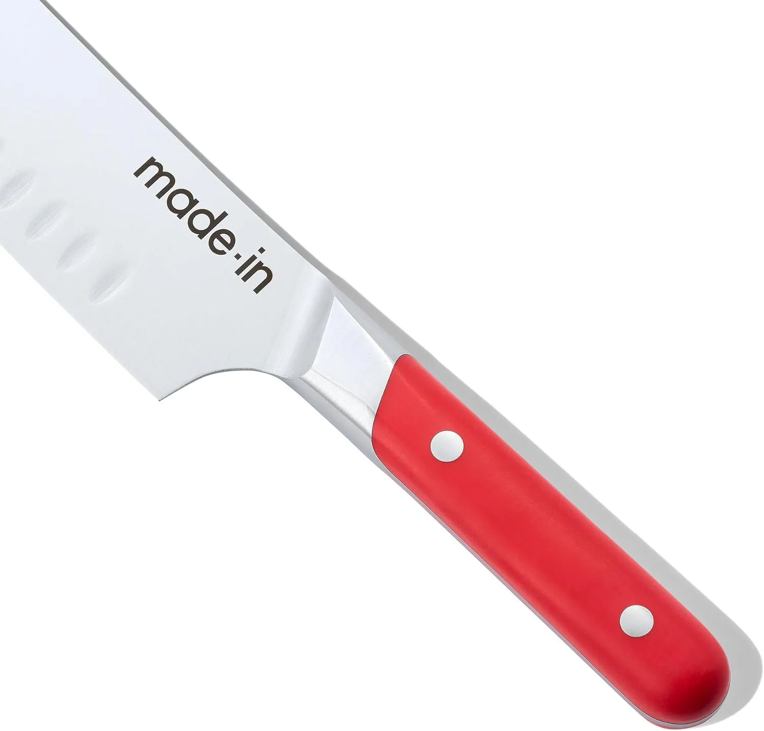 Made In Cookware - 7" Santoku Knife - Crafted in France - Full Tang With Pomme Red Handle