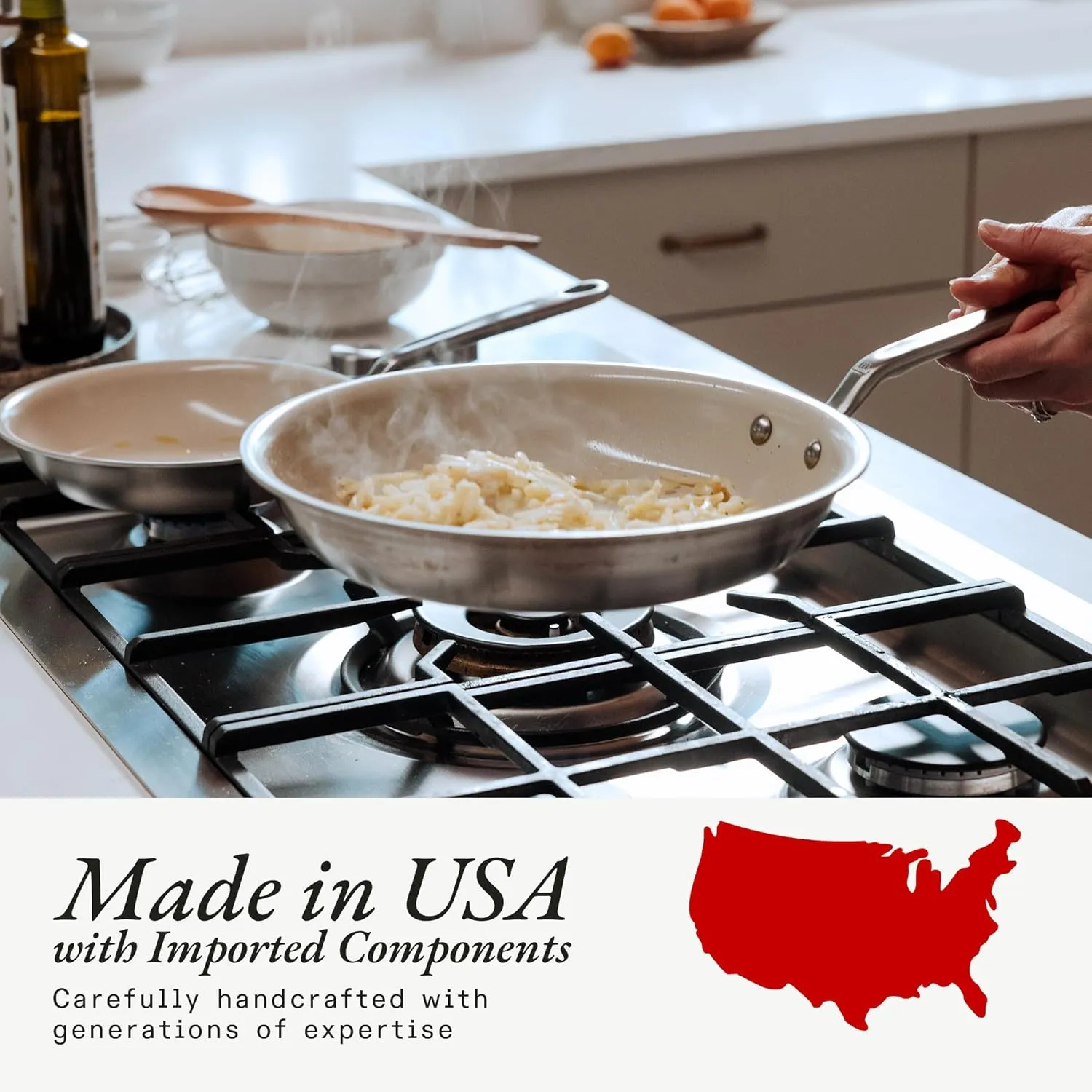 Made In Cookware - 8" CeramiClad Non Stick Frying Pan (Stainless Handle) - 5-Ply Stainless Clad with Stay-Cool Handle - Professional Cookware - Induction Compatible