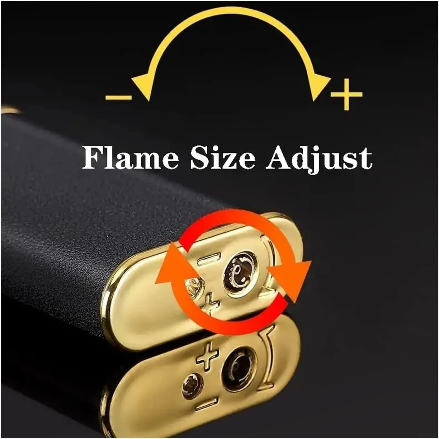 Made Metal, Portable Multi-Functional Lighter with Adjustable Flame, Outdoor Windproof Butane Lighter, Suitable for Candles, Camping, etc.(Black)