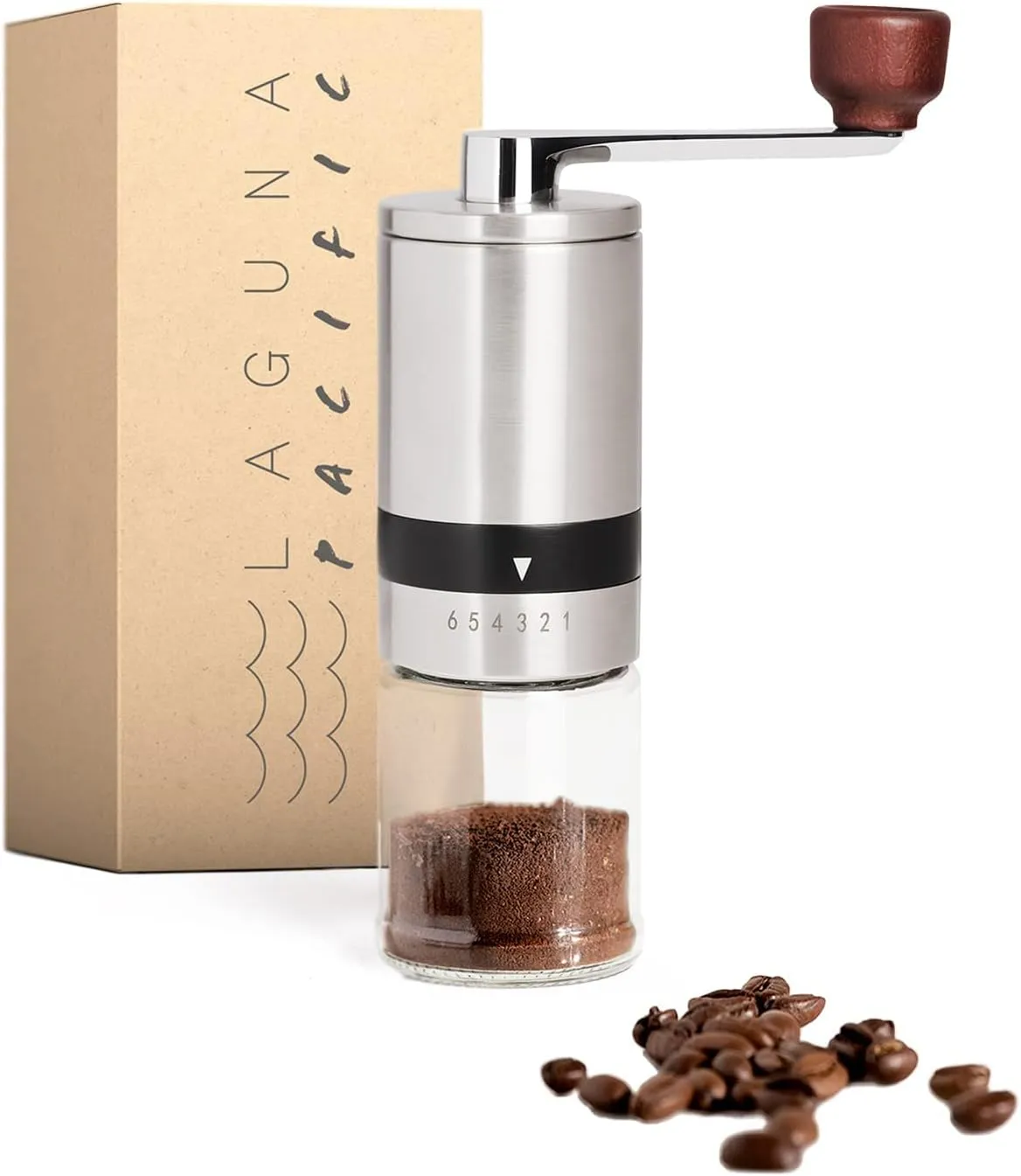 Manual Coffee Bean Grinder | 6 Coarseness Settings | Espresso, Cold Brew, French Press, Drip, | Burr Hand Mill | Home, Portable, Camping, Travel