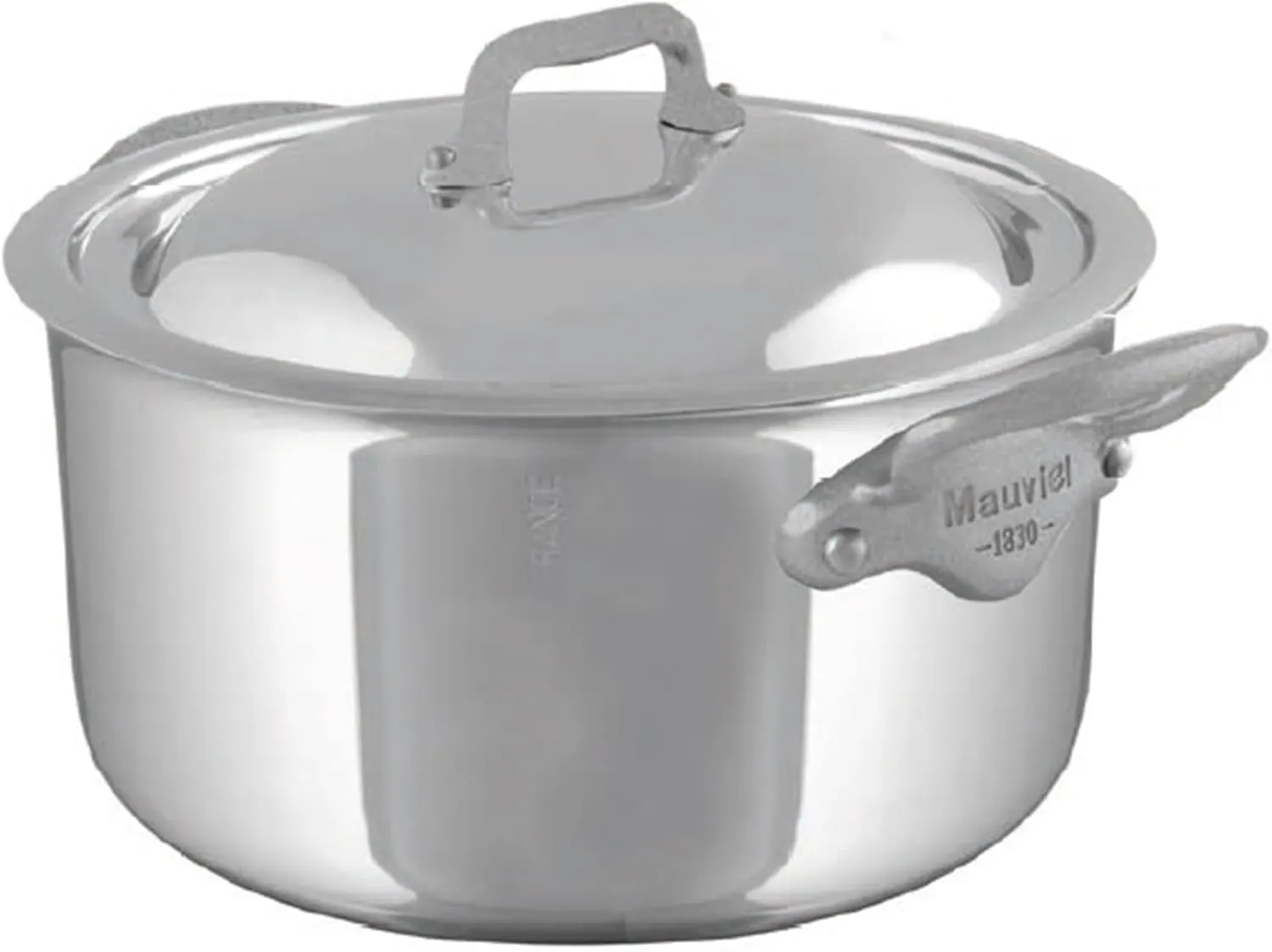 Mauviel M'Cook SB 5-Ply Stainless Steel Stewpan With Lid, And Brushed Cast Stainless Steel Handles, 9.2-Qt, Made In France