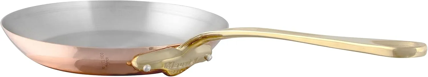 Mauviel M'Heritage 150 B 1.5mm Polished Copper & Stainless Steel Frying Pan With Brass Handles, 10.2-in, Made in France