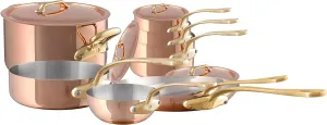 Mauviel M'Heritage 200 B 2mm Polished Copper & Stainless Steel 12-Piece Cookware Set With Brass Handles, Made In France