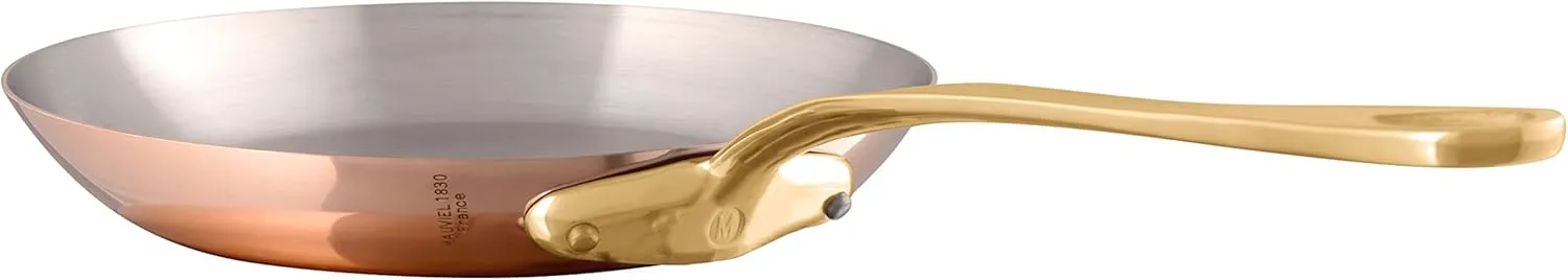 Mauviel M'Heritage 200 B 2mm Polished Copper & Stainless Steel Frying Pan With Brass Handles, 11.8-in, Made In France