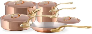 Mauviel M'Heritage 200 B 9-Piece Copper Cookware Set With Brass Handles