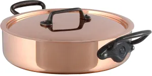 Mauviel M'Heritage M150CI 1.5mm Polished Copper & Stainless Steel Rondeau With Lid, And Cast Iron Handles, 5.9-qt, Made in France.