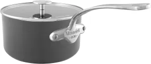 Mauviel M'Stone 3 Hard Anodized Nonstick Sauce Pan With Glass Lid, And Cast Stainless Steel Handles, 3.6-qt, Made In France