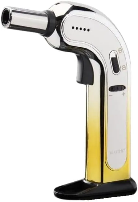 Maven Viper Butane Refillable Torch Lighter, Single Jet Windproof Adjustable Flame, Rotatable Head, Safety Lock for Camping, Cooking, Creme Brulee, Candles, Resin (Butane Not Included) (Chrome Silver)