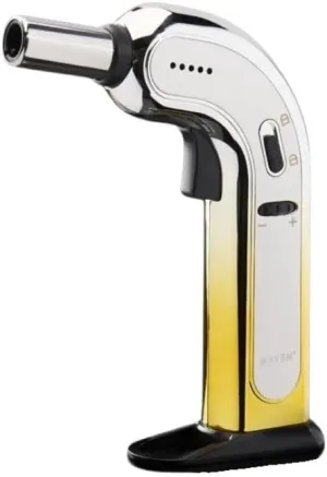 Maven Viper Butane Refillable Torch Lighter, Single Jet Windproof Adjustable Flame, Rotatable Head, Safety Lock for Camping, Cooking, Creme Brulee, Candles, Resin (Butane Not Included) (Chrome Silver)
