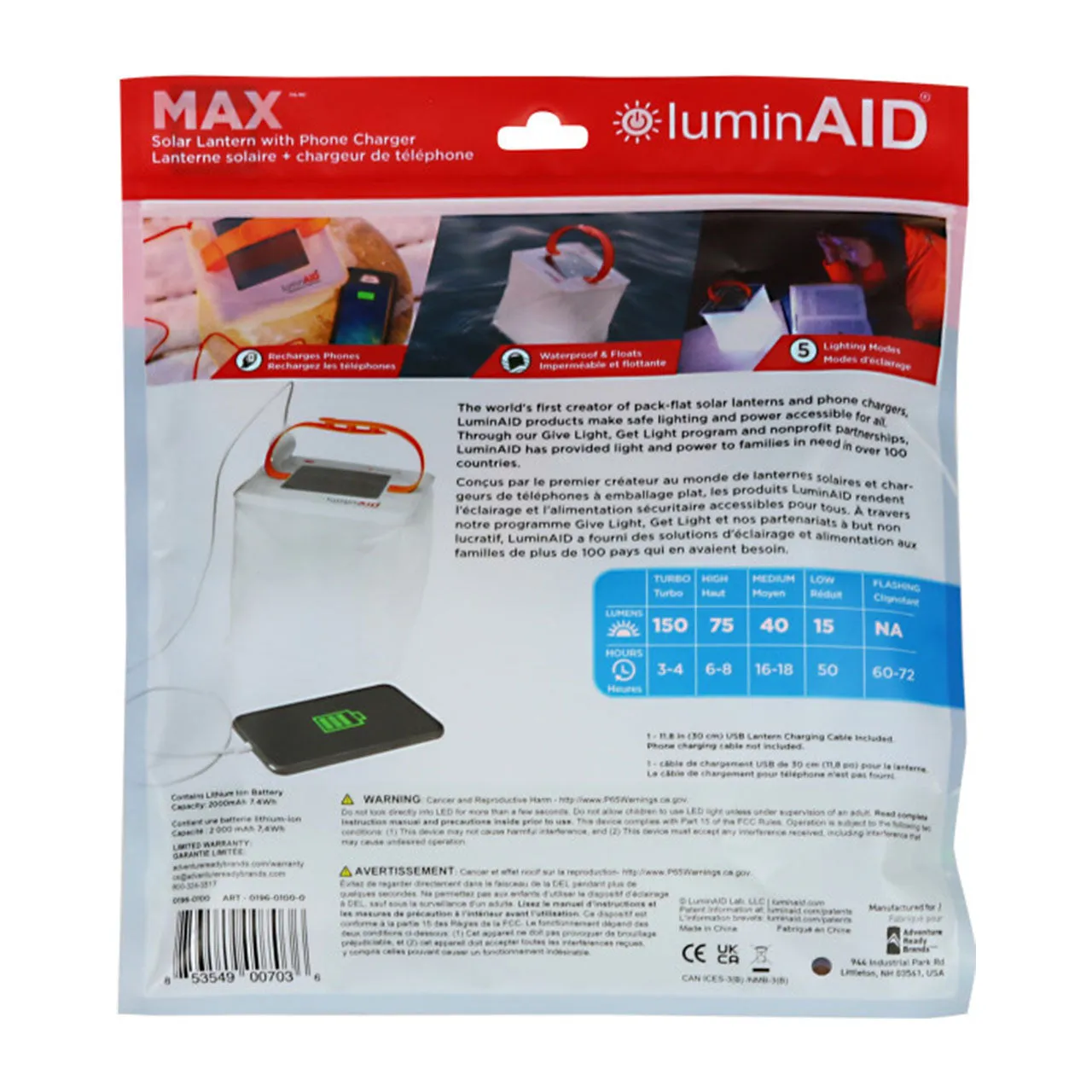Max Solar Lantern with Phone Charger